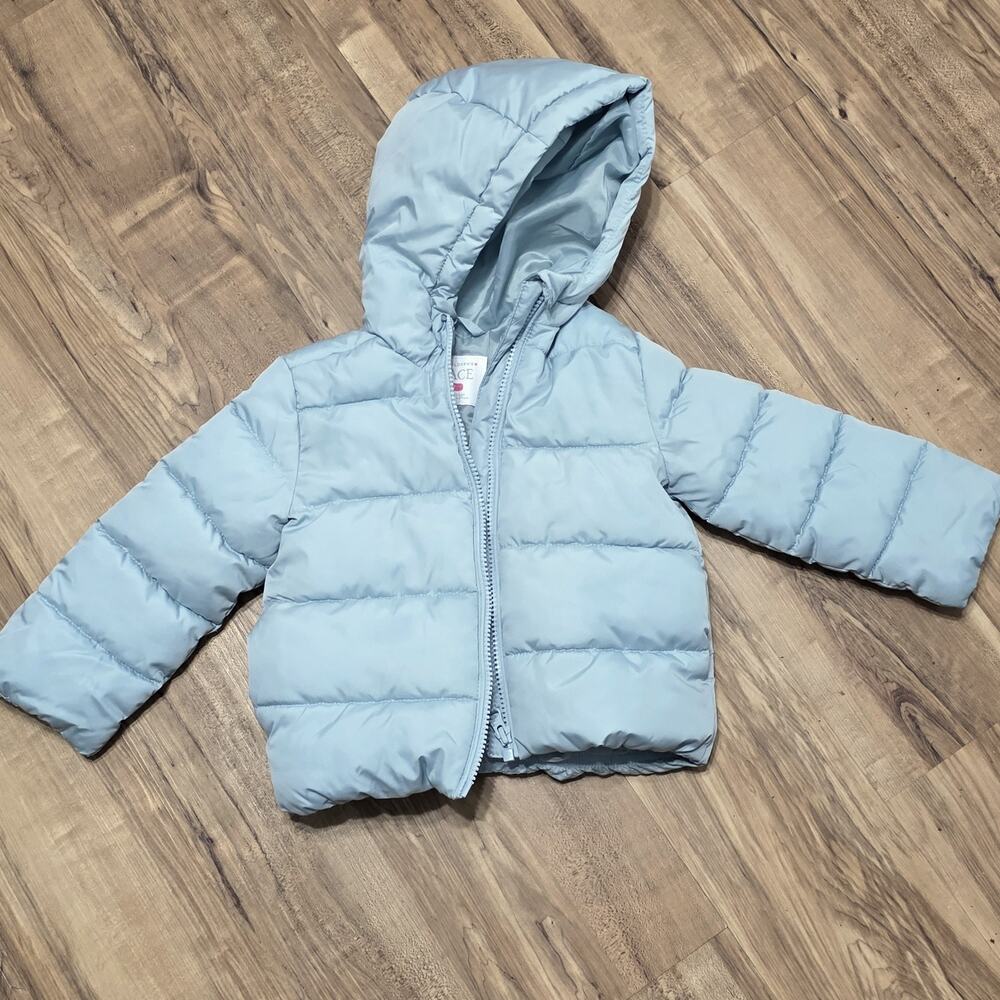 he Children’s Place Toddler Girls Light Blue Puffer Jacket Hooded Winter Coat Si
